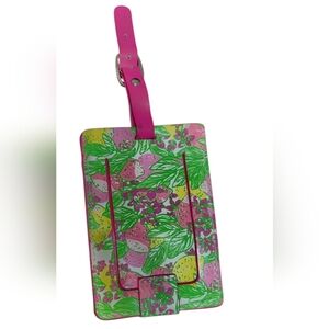 Lilly Pulitzer Floral Pink and Green Luggage Tag